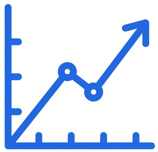 Line chart icon: operations and commerce